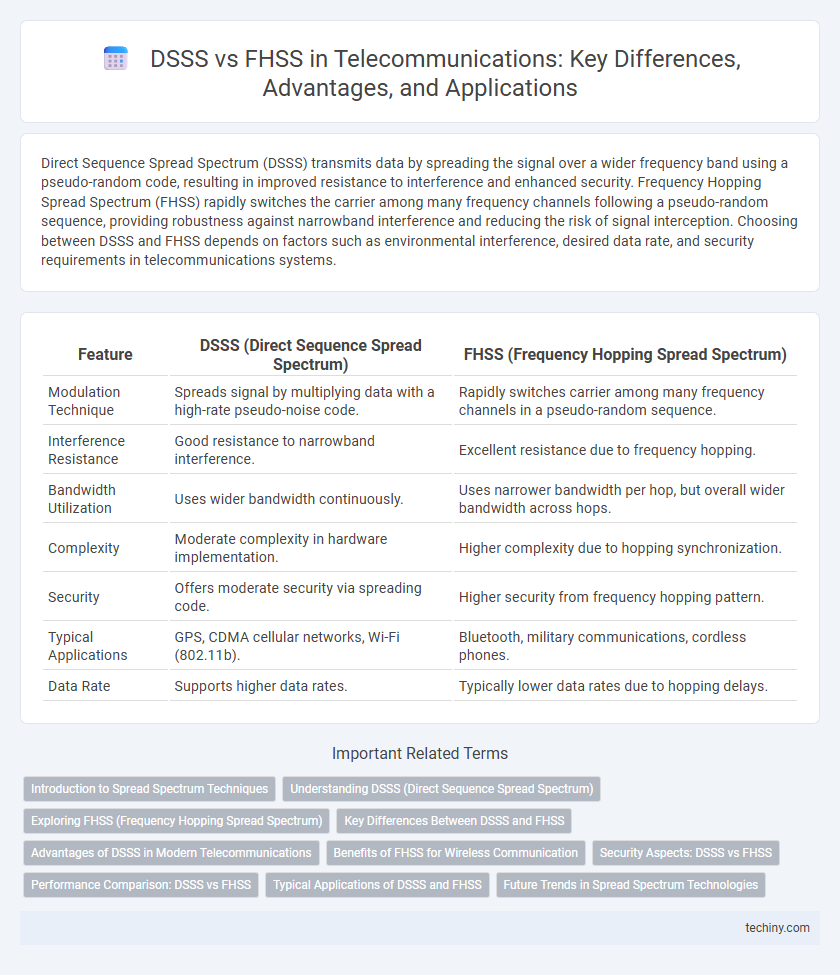 DSSS vs FHSS in Telecommunications: Key Differences, Advantages, and Applications
