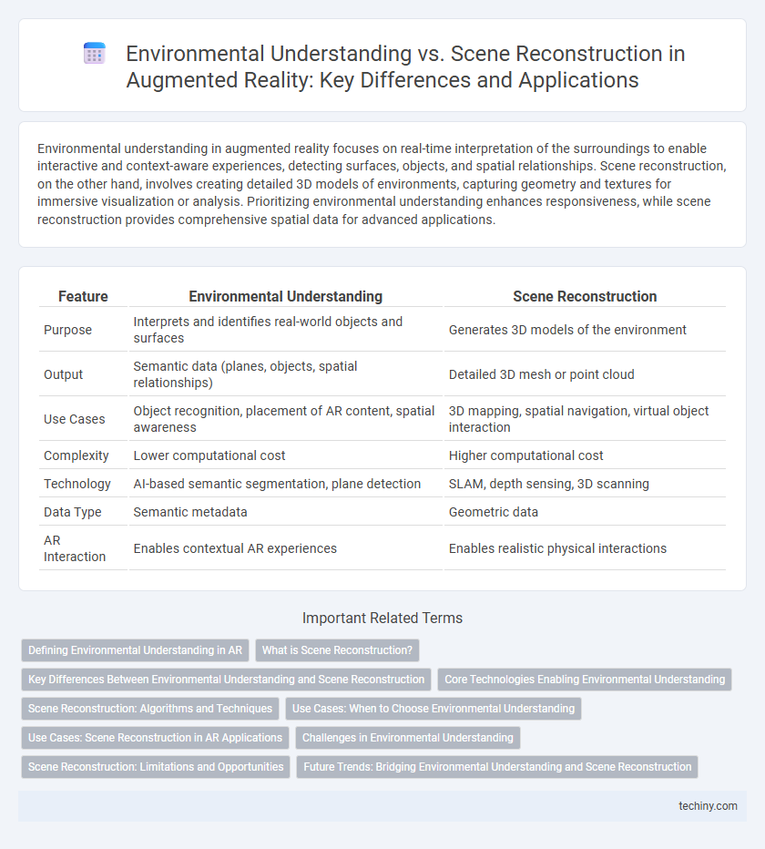 Environmental Understanding vs. Scene Reconstruction in Augmented Reality: Key Differences and Applications