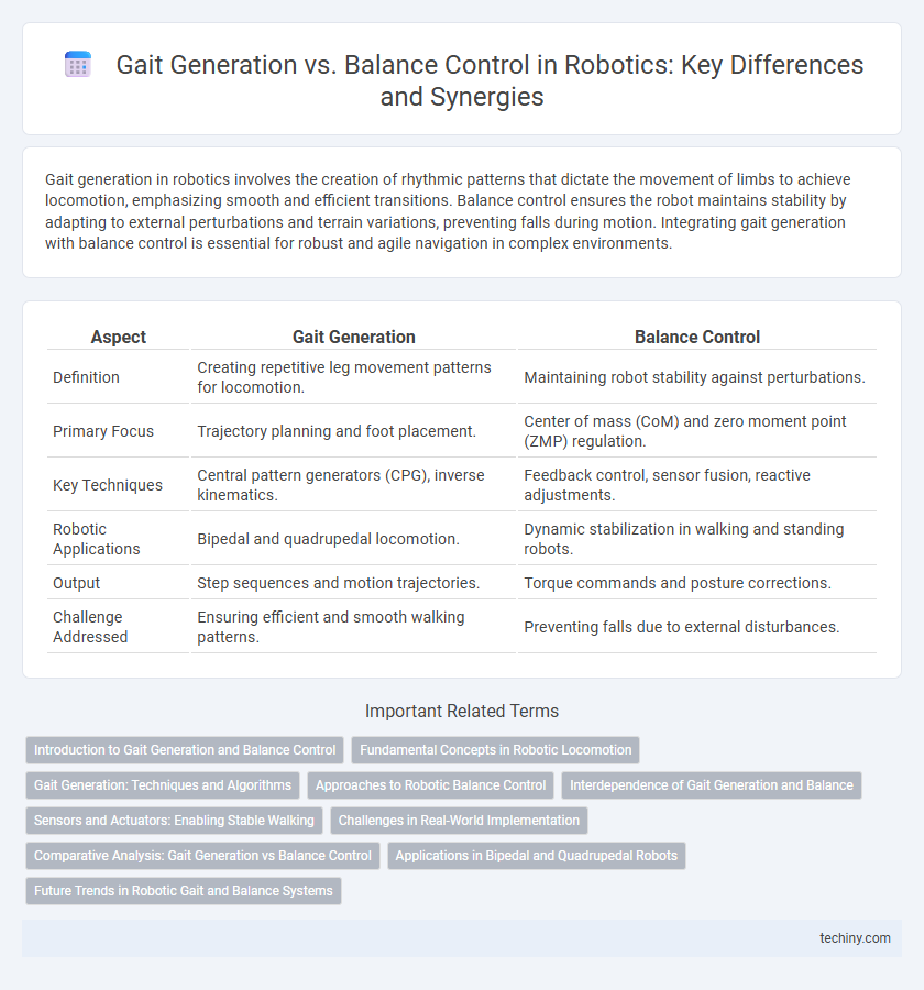 Gait Generation vs. Balance Control in Robotics: Key Differences and Synergies