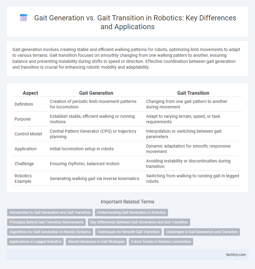 Gait Generation vs. Gait Transition in Robotics: Key Differences and Applications
