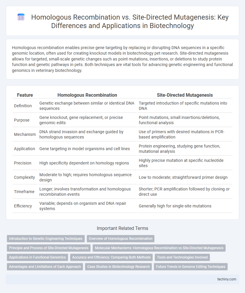 Homologous Recombination vs. Site-Directed Mutagenesis: Key Differences and Applications in Biotechnology