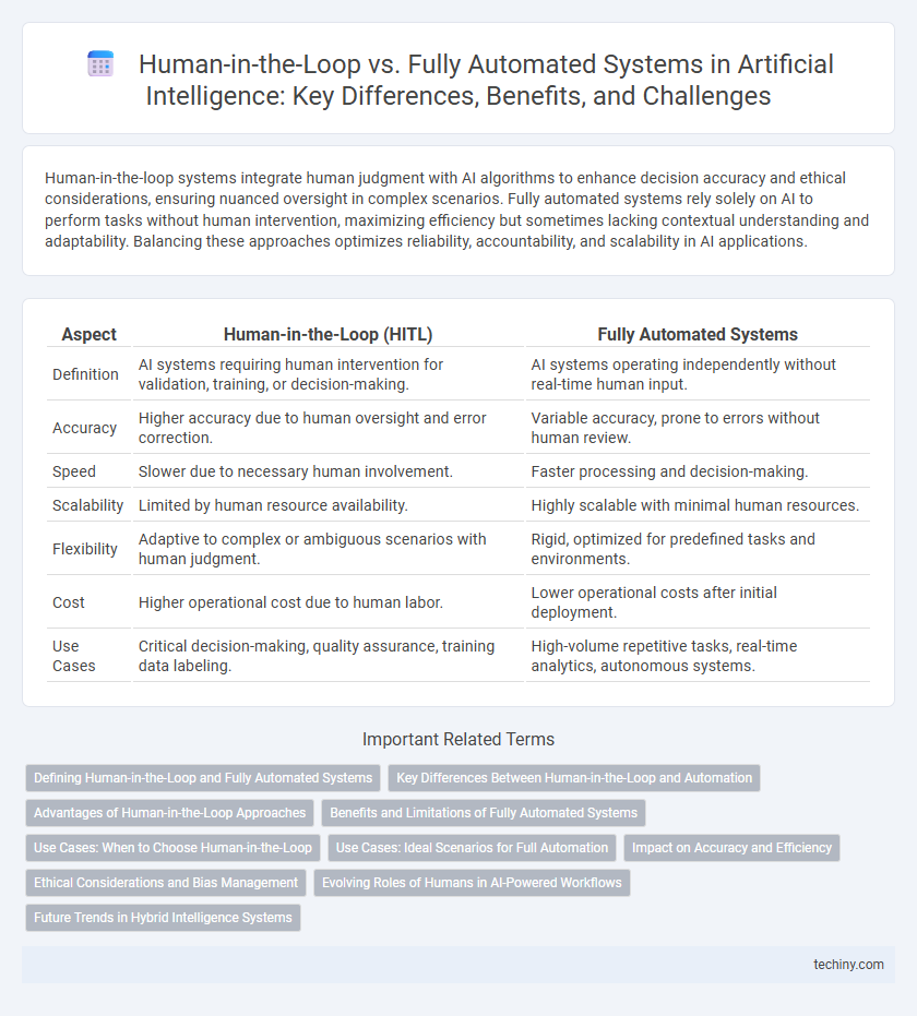 Human-in-the-Loop vs. Fully Automated Systems in Artificial Intelligence: Key Differences, Benefits, and Challenges