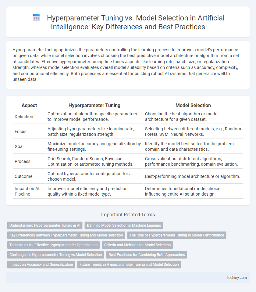 Hyperparameter Tuning vs. Model Selection in Artificial Intelligence: Key Differences and Best Practices