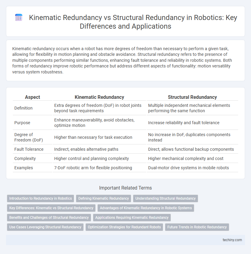 Kinematic Redundancy vs Structural Redundancy in Robotics: Key Differences and Applications