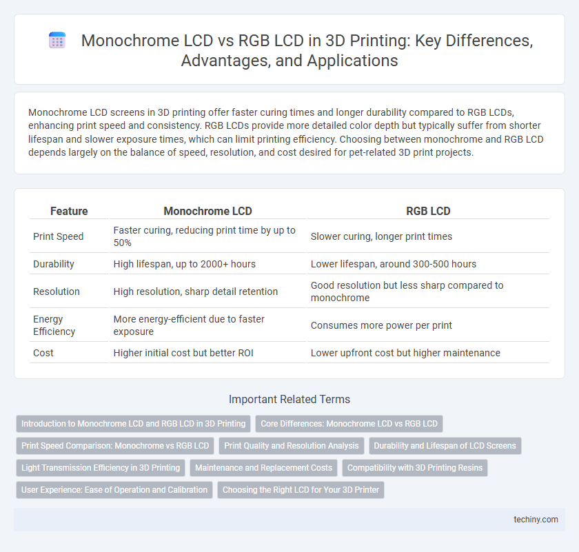Monochrome LCD vs RGB LCD in 3D Printing: Key Differences, Advantages, and Applications