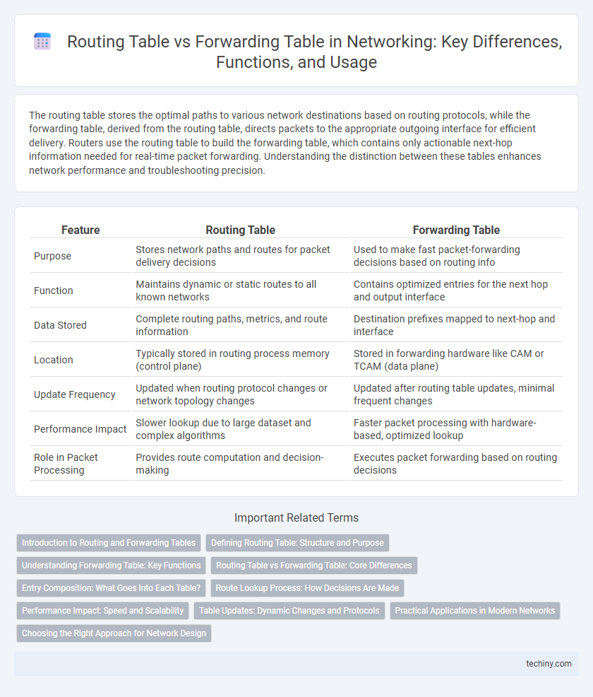 Routing Table vs Forwarding Table in Networking: Key Differences, Functions, and Usage