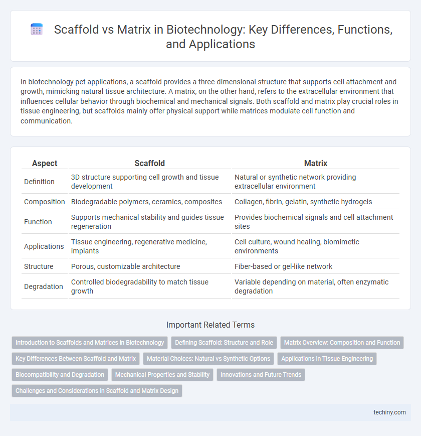 Scaffold vs Matrix in Biotechnology: Key Differences, Functions, and Applications