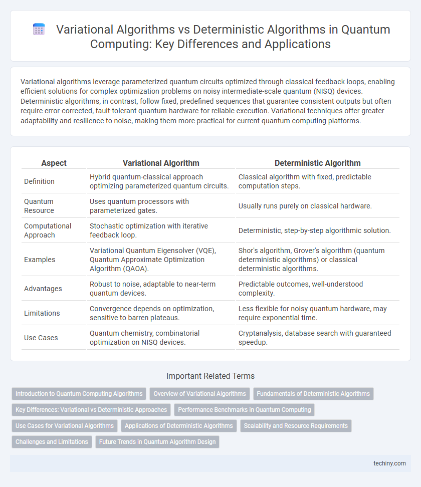 Variational Algorithms vs Deterministic Algorithms in Quantum Computing: Key Differences and Applications