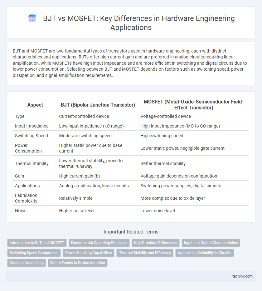 BJT vs MOSFET: Key Differences in Hardware Engineering Applications