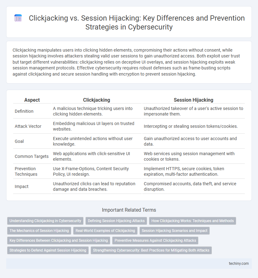 Clickjacking vs. Session Hijacking: Key Differences and Prevention Strategies in Cybersecurity
