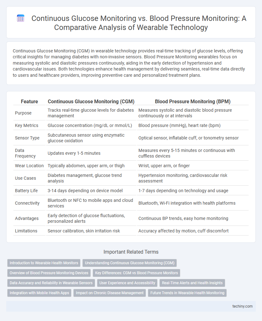 Continuous Glucose Monitoring vs. Blood Pressure Monitoring: A Comparative Analysis of Wearable Technology