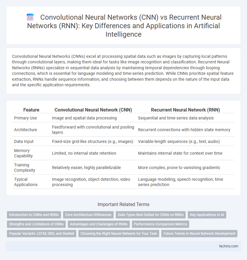 Convolutional Neural Networks (CNN) vs Recurrent Neural Networks (RNN): Key Differences and Applications in Artificial Intelligence