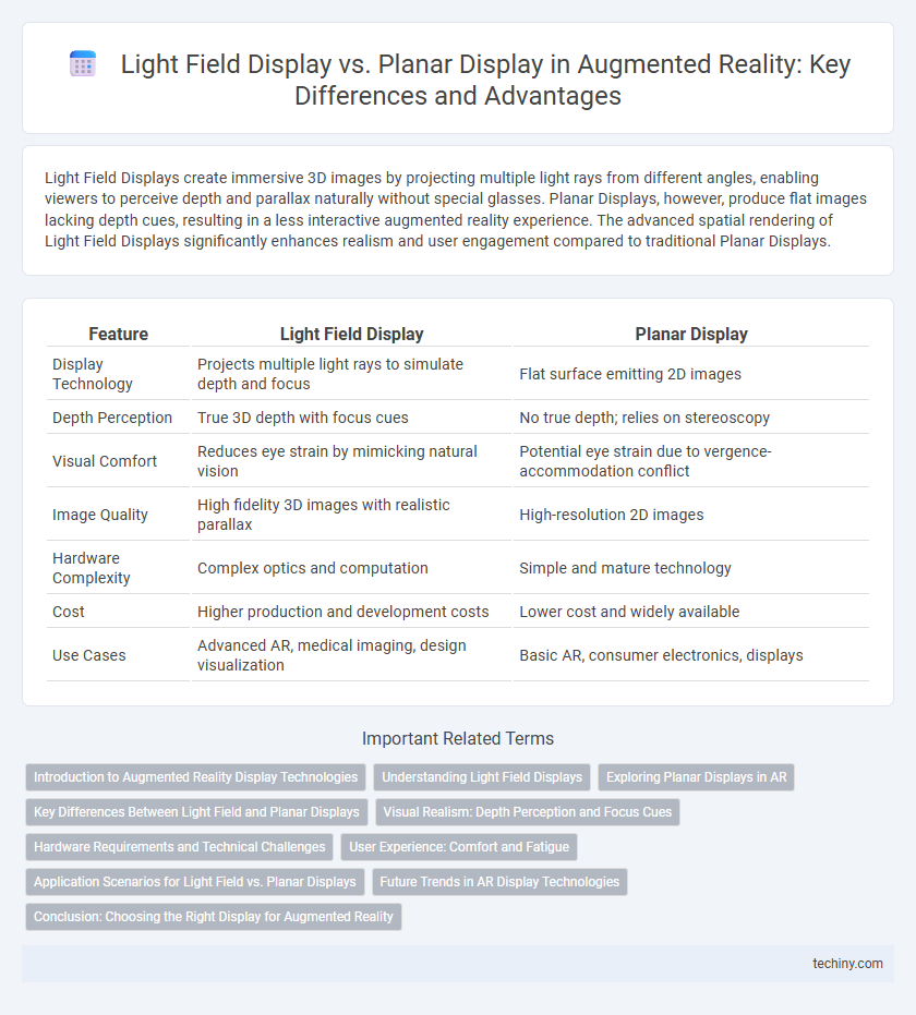 Light Field Display vs. Planar Display in Augmented Reality: Key Differences and Advantages