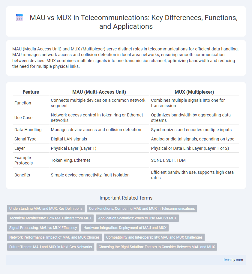 MAU vs MUX in Telecommunications: Key Differences, Functions, and Applications