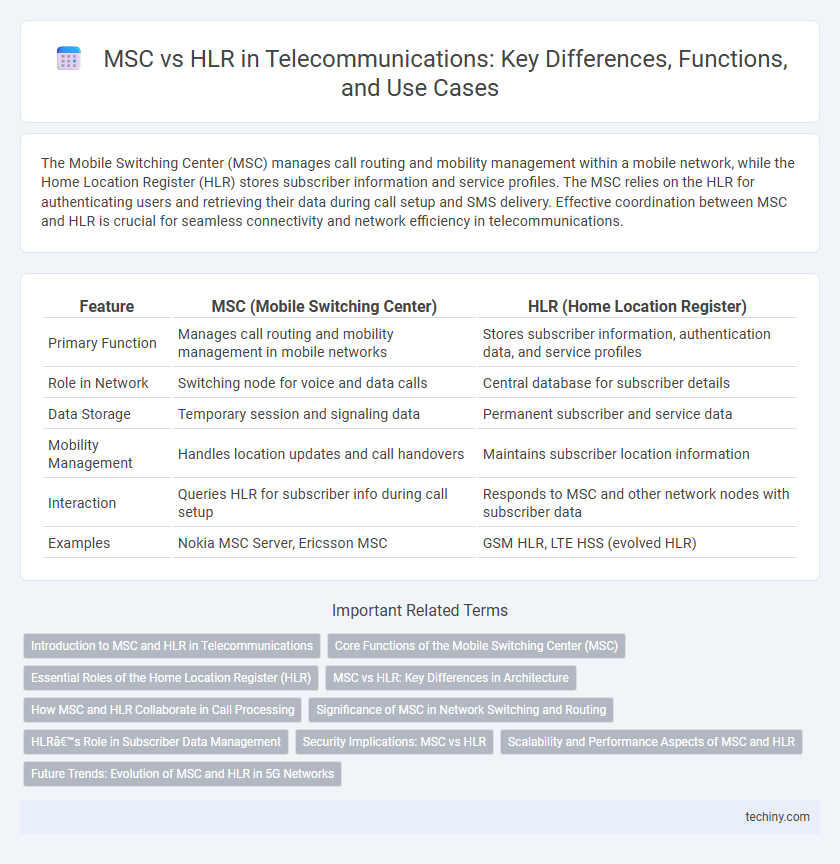 MSC vs HLR in Telecommunications: Key Differences, Functions, and Use Cases