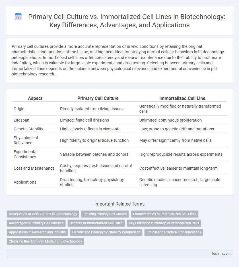 Primary Cell Culture vs. Immortalized Cell Lines in Biotechnology: Key Differences, Advantages, and Applications
