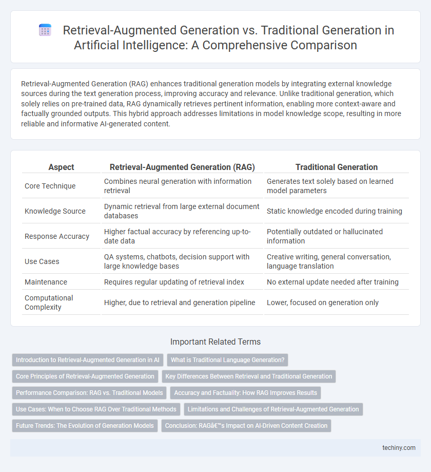 Retrieval-Augmented Generation vs. Traditional Generation in Artificial Intelligence: A Comprehensive Comparison