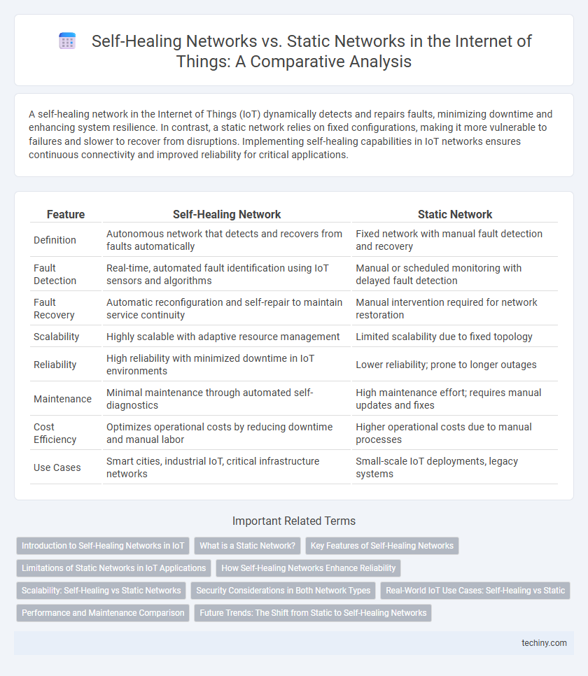 Self-Healing Networks vs. Static Networks in the Internet of Things: A Comparative Analysis