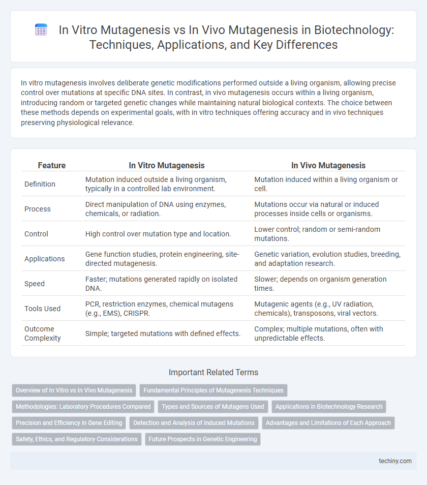 In Vitro Mutagenesis vs In Vivo Mutagenesis in Biotechnology: Techniques, Applications, and Key Differences