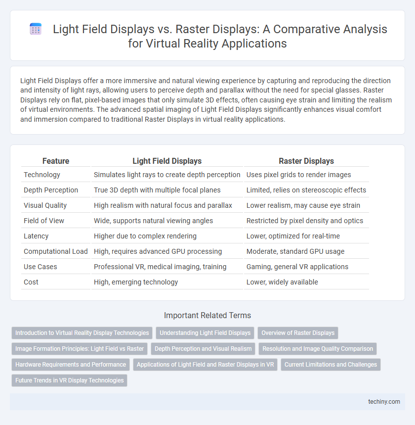 Light Field Displays vs. Raster Displays: A Comparative Analysis for Virtual Reality Applications