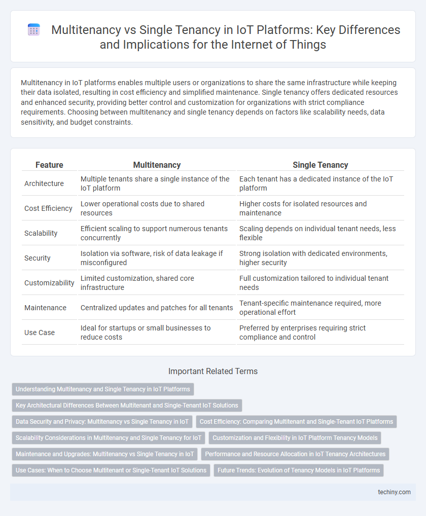 Multitenancy vs Single Tenancy in IoT Platforms: Key Differences and Implications for the Internet of Things