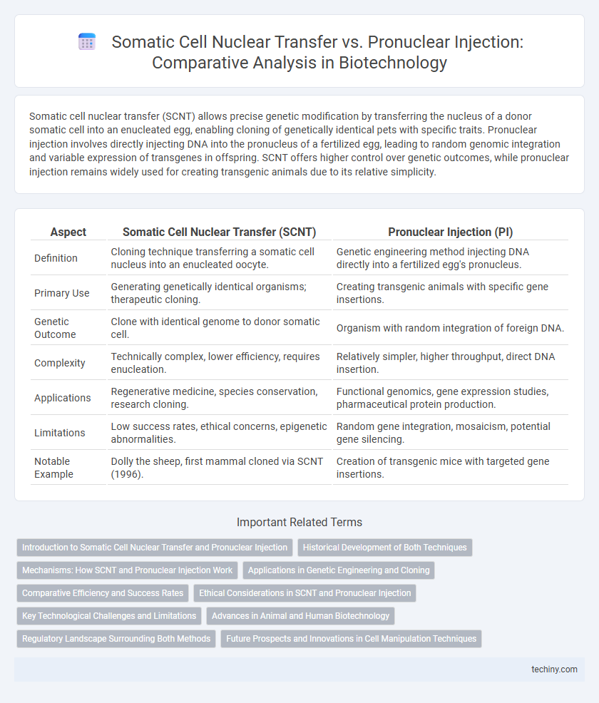 Somatic Cell Nuclear Transfer vs. Pronuclear Injection: Comparative Analysis in Biotechnology
