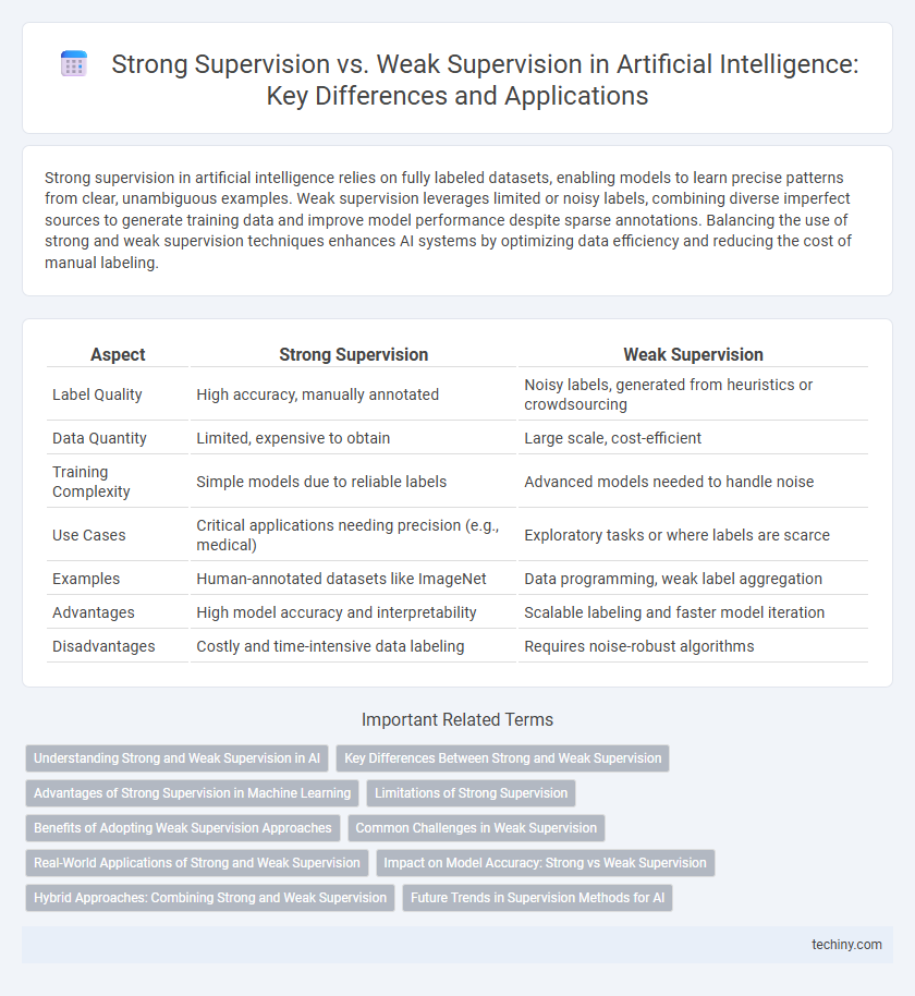 Strong Supervision vs. Weak Supervision in Artificial Intelligence: Key Differences and Applications
