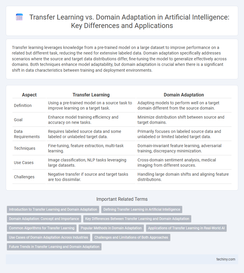 Transfer Learning vs. Domain Adaptation in Artificial Intelligence: Key Differences and Applications