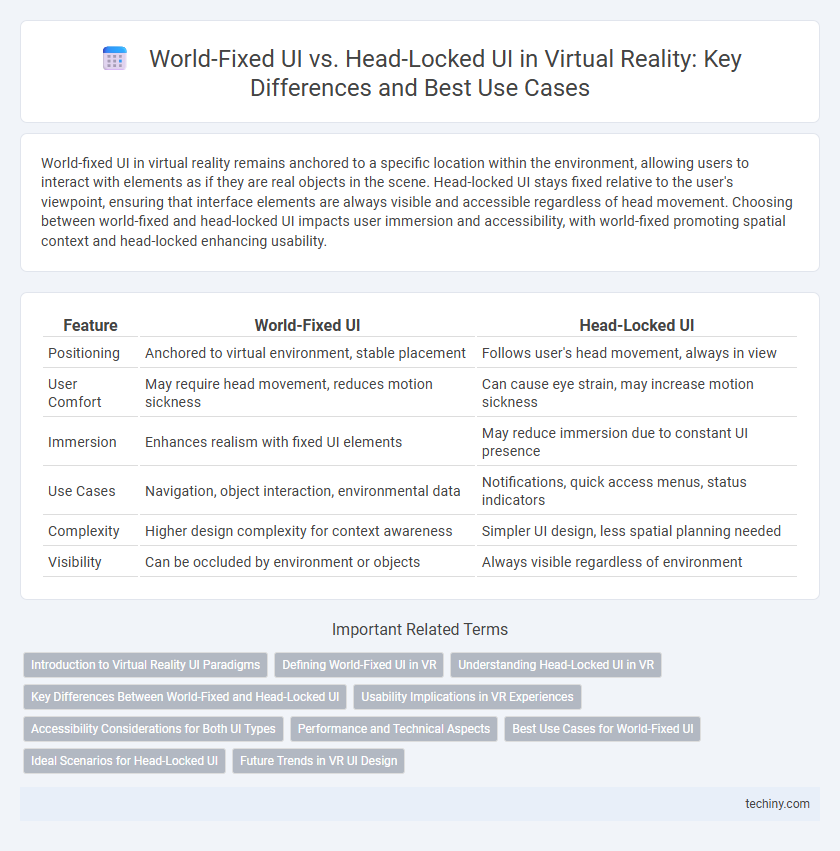 World-Fixed UI vs. Head-Locked UI in Virtual Reality: Key Differences and Best Use Cases