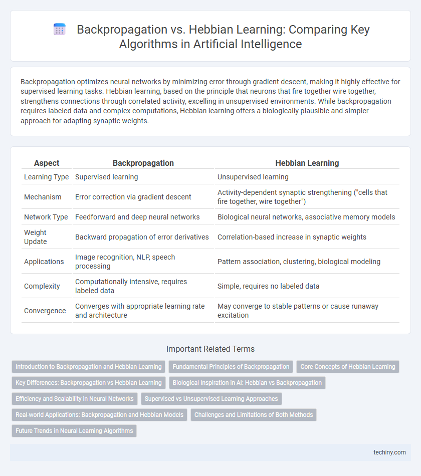 Backpropagation vs. Hebbian Learning: Comparing Key Algorithms in Artificial Intelligence