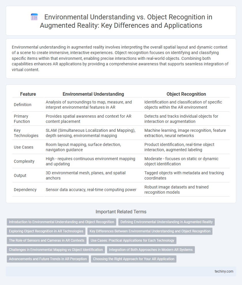 Environmental Understanding vs. Object Recognition in Augmented Reality: Key Differences and Applications