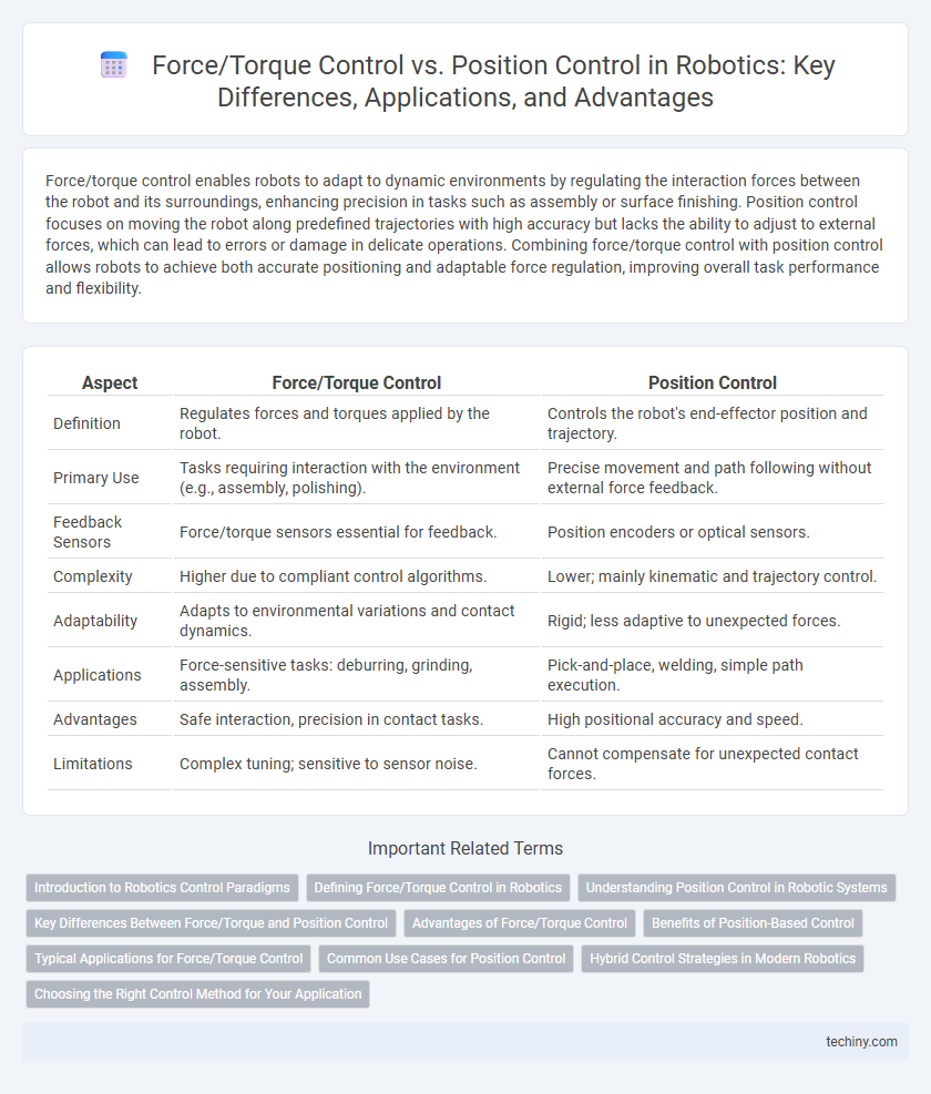 Force/Torque Control vs. Position Control in Robotics: Key Differences, Applications, and Advantages