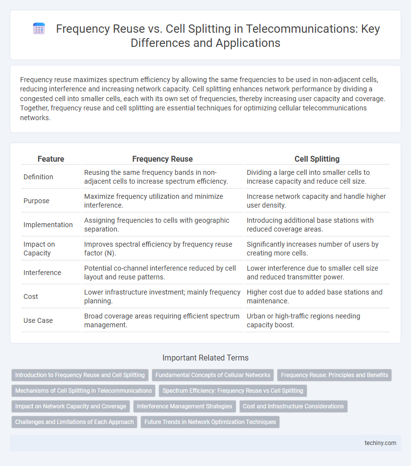 Frequency Reuse vs. Cell Splitting in Telecommunications: Key Differences and Applications