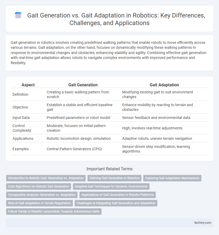 Gait Generation vs. Gait Adaptation in Robotics: Key Differences, Challenges, and Applications