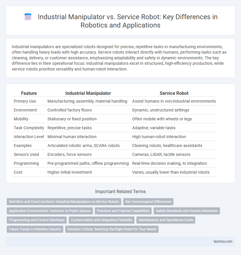 Industrial Manipulator vs. Service Robot: Key Differences in Robotics and Applications