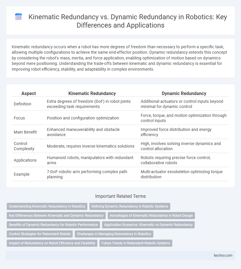 Kinematic Redundancy vs. Dynamic Redundancy in Robotics: Key Differences and Applications