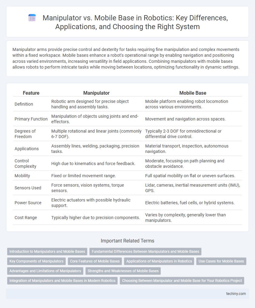 Manipulator vs. Mobile Base in Robotics: Key Differences, Applications, and Choosing the Right System