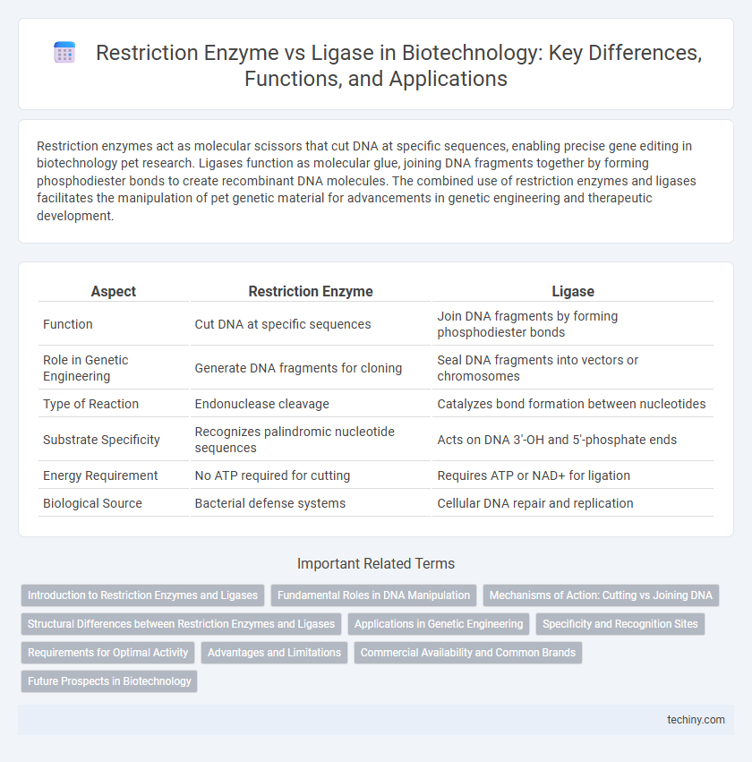 Restriction Enzyme vs Ligase in Biotechnology: Key Differences, Functions, and Applications