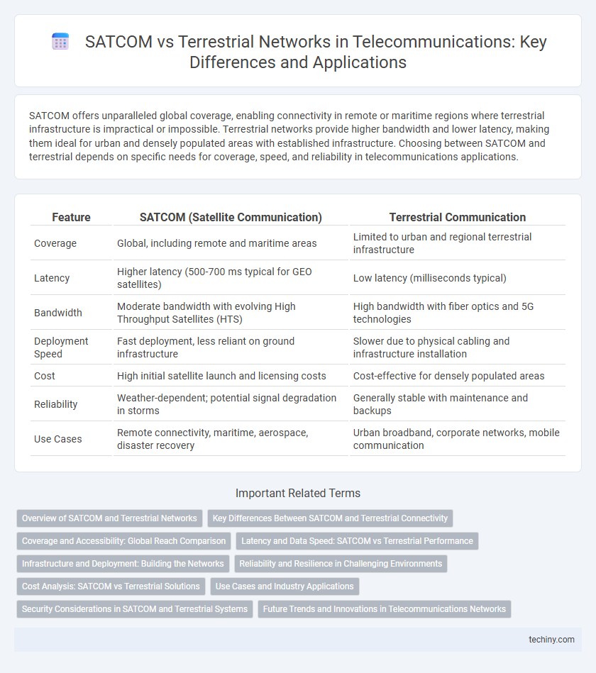 SATCOM vs Terrestrial Networks in Telecommunications: Key Differences and Applications