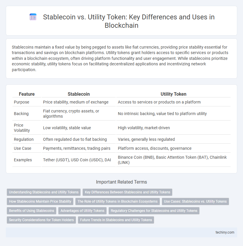 Stablecoin vs. Utility Token: Key Differences and Uses in Blockchain