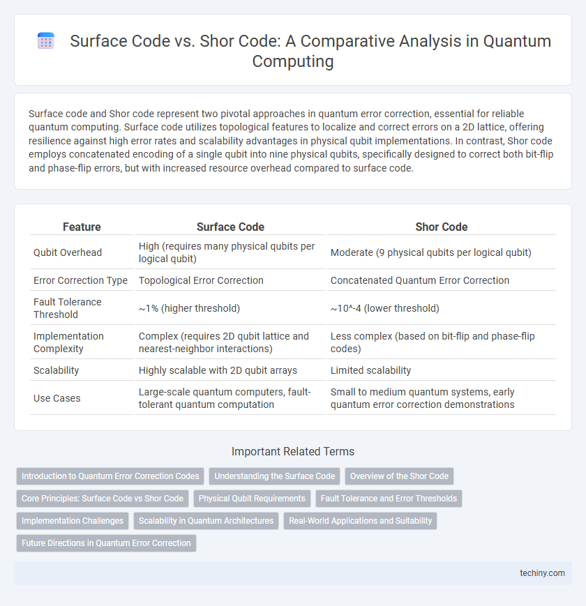 Surface Code vs. Shor Code: A Comparative Analysis in Quantum Computing