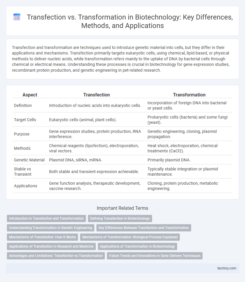 Transfection vs. Transformation in Biotechnology: Key Differences, Methods, and Applications