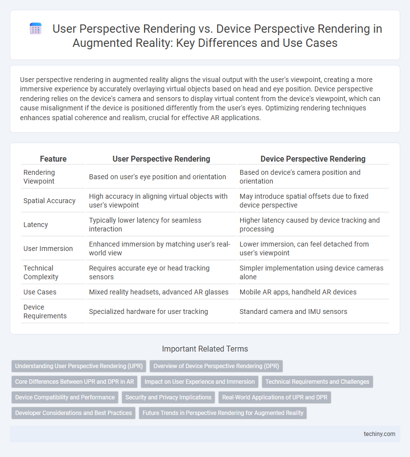 User Perspective Rendering vs. Device Perspective Rendering in Augmented Reality: Key Differences and Use Cases