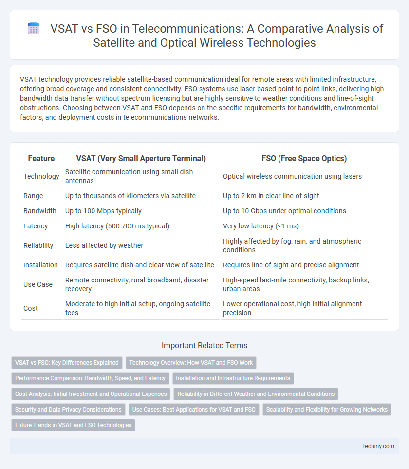VSAT vs FSO in Telecommunications: A Comparative Analysis of Satellite and Optical Wireless Technologies