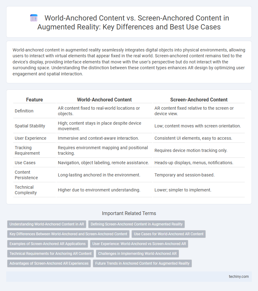 World-Anchored Content vs. Screen-Anchored Content in Augmented Reality: Key Differences and Best Use Cases